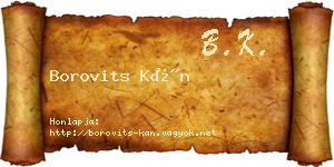 Borovits Kán névjegykártya